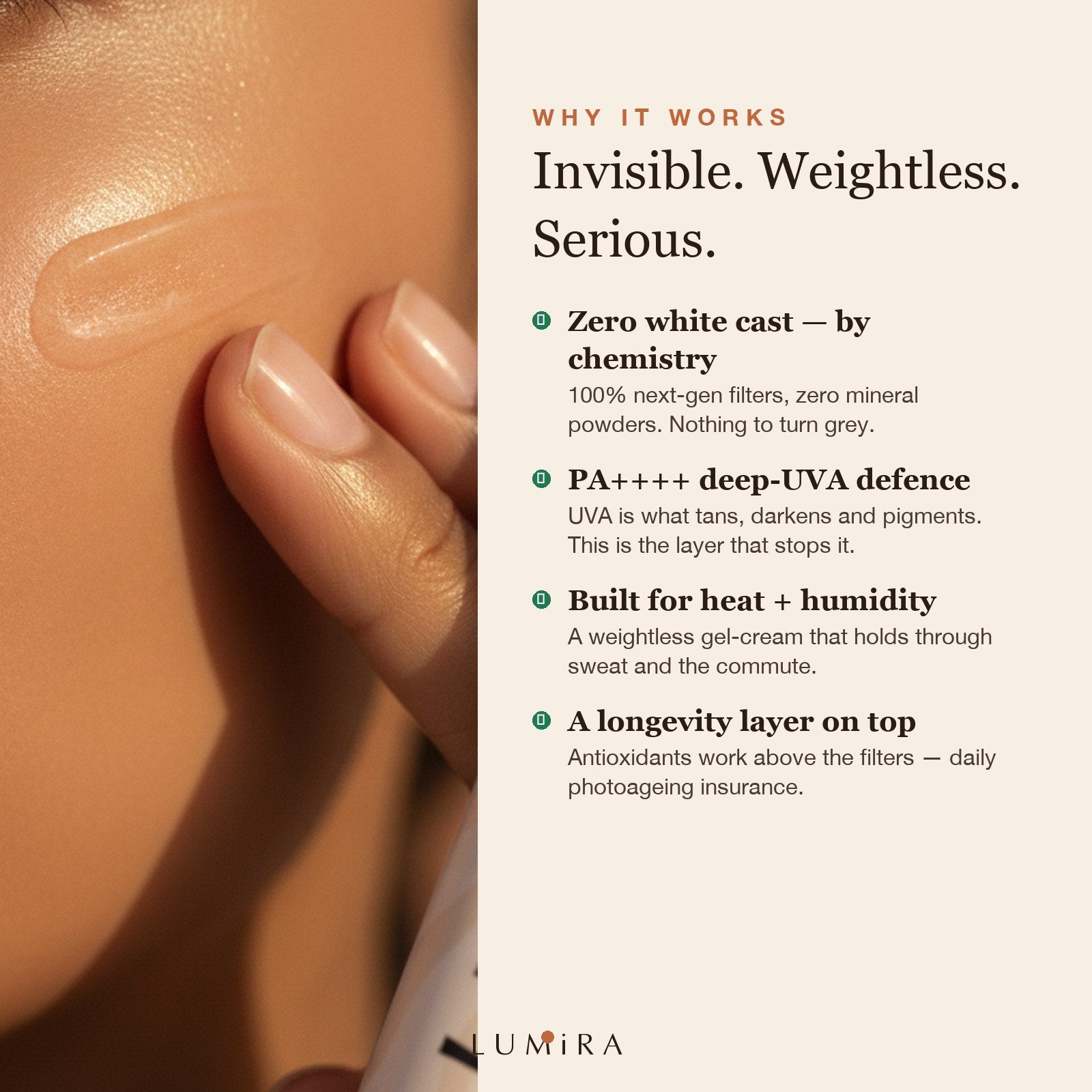 Why it works — invisible, weightless, serious