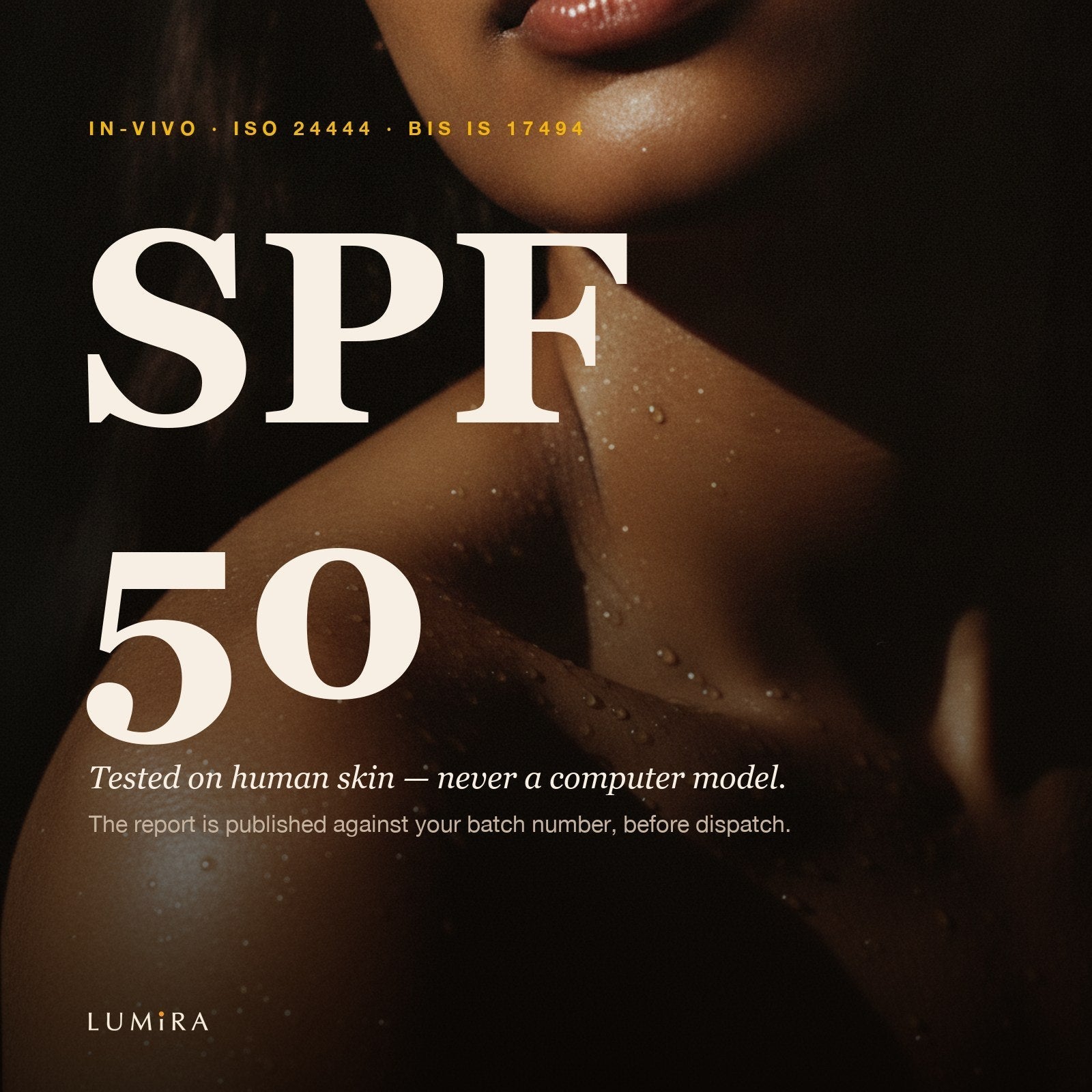 SPF 50 — in-vivo on human skin, batch-published